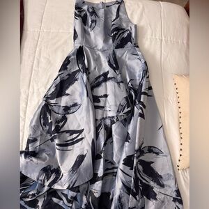 Adrianna Papell High Low Dress in Black and Gray and blue